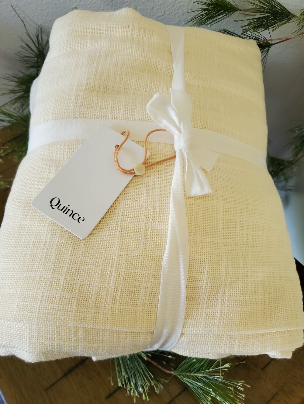 NWT Quince Curtain Set Cotton Sheer 2 Panels Ivory White 48x108